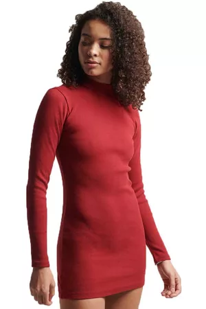 Superdry Women Bodycon Dresses - Code Sl Rib Bodycon Dress Red 10 Woman