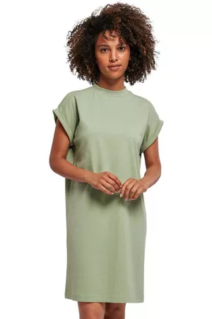 Build Your Brand Women Short & Mini Dresses - Extended Short Sleeve Short Dress Green 2XL Woman