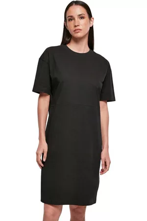 Build Your Brand Women Short & Mini Dresses - Organic Oversized Short Sleeve Short Dress Black 2XL Woman