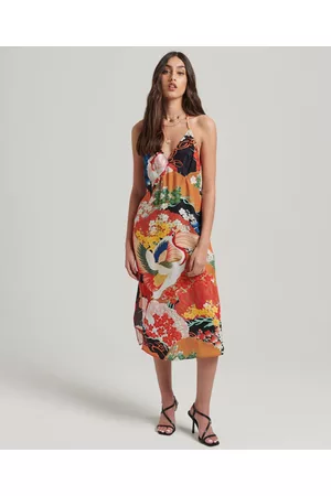 Superdry Women Halter Dresses - Vintage Midi Halter Slip Dress Multicolor S Woman