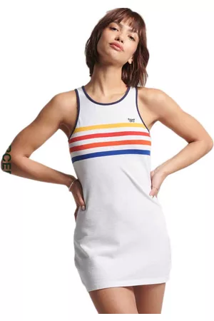 Superdry Women Vest Dresses - Vintage Stripe Vest Dress White S Woman