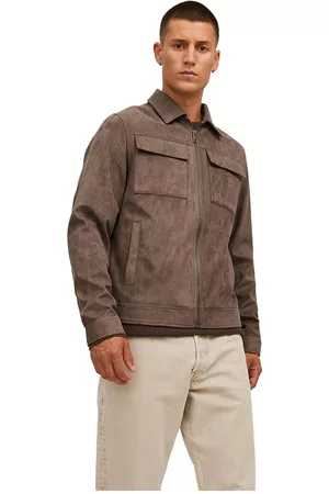 JACK & JONES Men Leather Jackets - Rocky Payton Leather Jacket Brown L Man