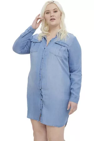 VERO MODA Women Long Sleeve Dresses - Sila Mix Long Sleeve Dress Blue 44 Woman