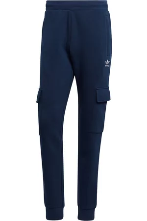 adidas Men Cargo Pants - Trefoil Essentials Cargo Joggers Pants Blue L Man