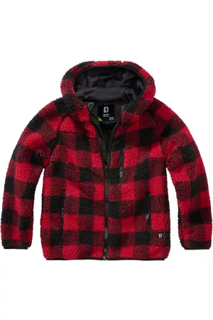 Brandit Boys Hooded Fleece Jackets - Teddy Jacket Red 122-128 cm Boy
