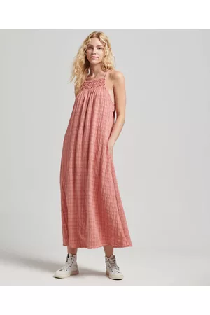 Superdry Women Halter Dresses - Vintage Long Halter Cami Dress Pink S Woman