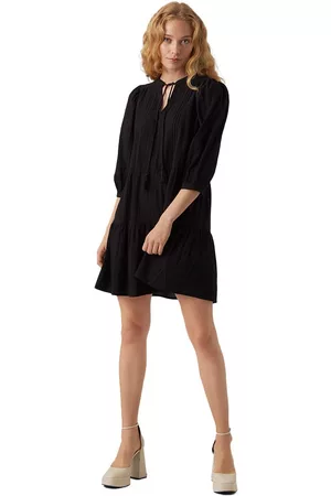 VERO MODA Women Tunic Dresses - Pretty Tunic 3/4 Sleeve Dress Black L Woman