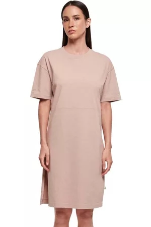 Build Your Brand Women Short & Mini Dresses - Organic Oversized Short Sleeve Short Dress Pink 2XL Woman