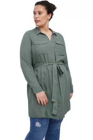 VERO MODA Women Long Sleeve Dresses - Bumpy Long Sleeve Dress Green 48 Woman