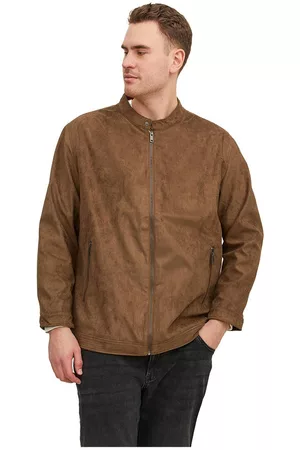 JACK & JONES Men Leather Jackets - Rocky Clean Plus Jacket Brown 2XL Man