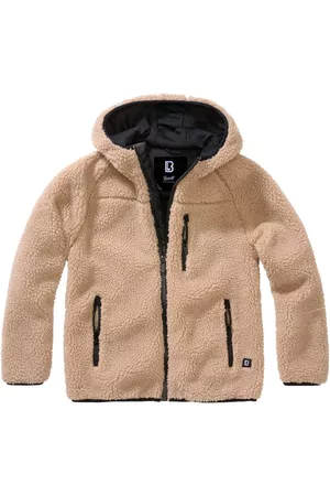 Brandit Boys Hooded Fleece Jackets - Teddy Jacket Beige 122-128 cm Boy