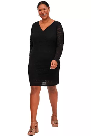 Vila Evoked Women Long Sleeve Dresses - Chikka Long Sleeve Dress Black 50 Woman