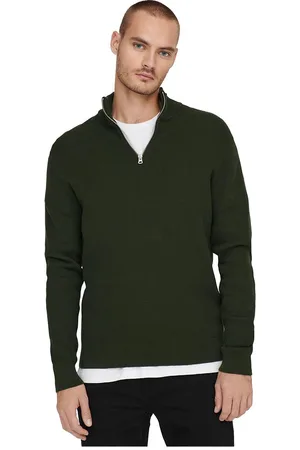 Only & Sons Oversized Knit Polo with Quarter Zip