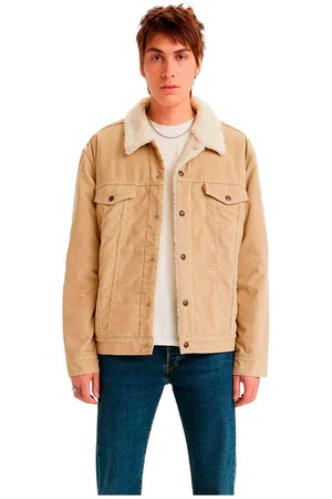 Chamarra de mezclilla beige deals