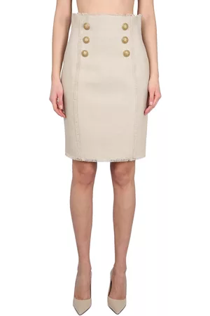 Balmain Linen midi skirt