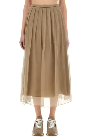 Brunello Cucinelli Silk pleated midi skirt
