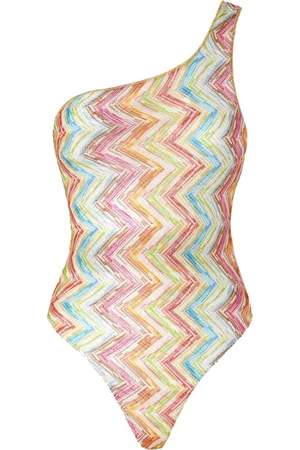 Missoni One-shoulder printed tulle one-piece swimsuit
