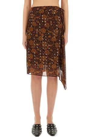 DRIES VAN NOTEN Skirt with print and appliqué