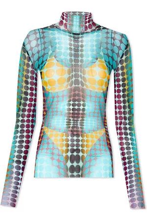 Jean Paul Gaultier Women's Cyber Print High Neck Mesh Top in , Size | END. Clothing