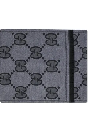 Gucci Scarf Men's Navy GG Pattern 100% Lana Wool (GGS42)