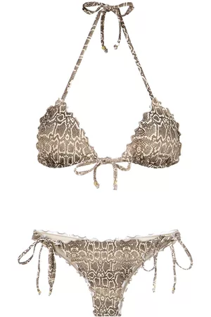 AMIR SLAMA Women Bikini Sets - Python print bikini set - Neutrals