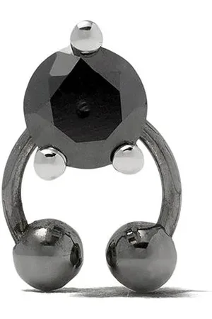 DELFINA DELETTREZ Farfetch Exclusive 18kt white gold Two In One Pierced Black Diamond stud