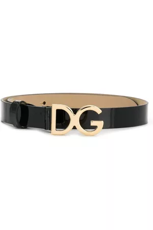 Dolce & Gabbana DG-buckle patent leather belt - Black
