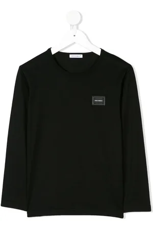 Long-sleeved jersey T-shirt with flocked logo print
