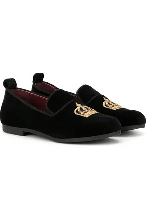 Dolce & Gabbana Crown-patch velvet slippers