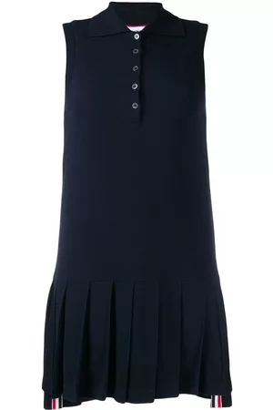 Thom Browne RWB stripe sleeveless pleated tennis dress - Blue