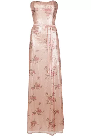 Marchesa Notte Women Printed Dresses - Bridesmaid floral-printed sequin gown - Pink