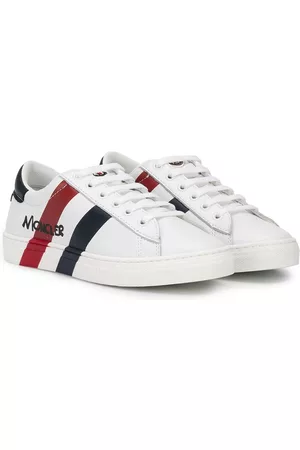 Moncler Boys Sneakers - Double stripe lace-up sneakers - White