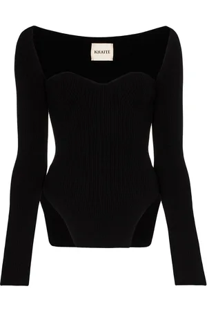 Khaite Maddy ribbed sweetheart neckline top
