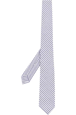 Thom Browne Men Bow Ties - Striped seersucker tie - Blue