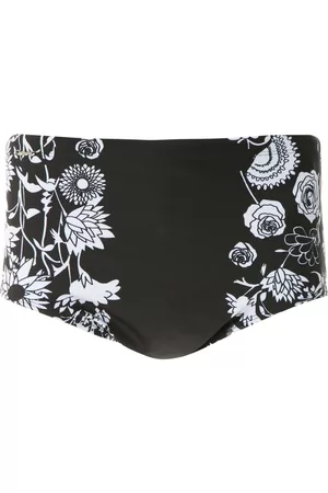AMIR SLAMA Men Swim Shorts - Hibiscus flowers print swim trunks - Black