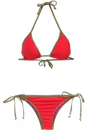 AMIR SLAMA Women Bikini Sets - Gold-tone trimming bikini set - Red