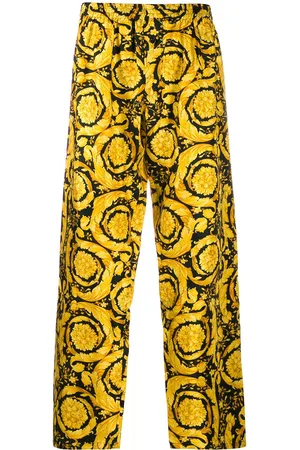 Versace Men's Silk Monogram Pajama Pants - Sapphire Black - Size Xs - Sapphire Black - Size Xs