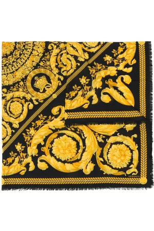 VERSACE Fine knit baroque print scarf - Black