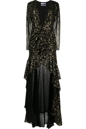 The Attico Women V-Neck Dresses - Star-print plunge-neck dress - Black