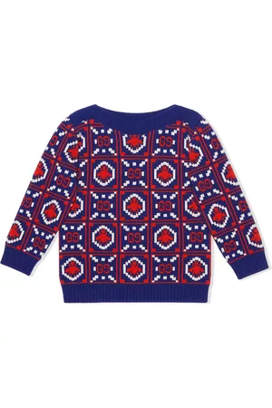 Gucci Boys Sweaters - GG and bee crew neck jumper - Blue