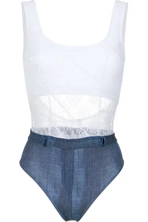 AMIR SLAMA Lace and denim swimsuit