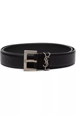 Saint Laurent Men Belts - Monogram-plaque buckled belt - Black