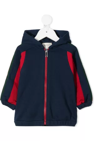 Gucci Jackets - Web-stripe zip-front hooded jacket - Blue