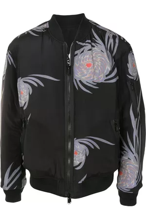 UNDERCOVER Men Floral bomber jackets - Floral-print zip-up bomber jacket - Black
