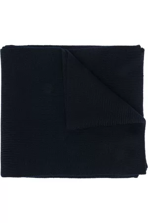 Moncler Men Winter Scarves - Logo-patch virgin wool scarf - Blue