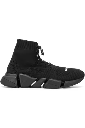 Balenciaga Women Chunky & Dad Sneakers - Chunky lace-up sock sneakers - Black