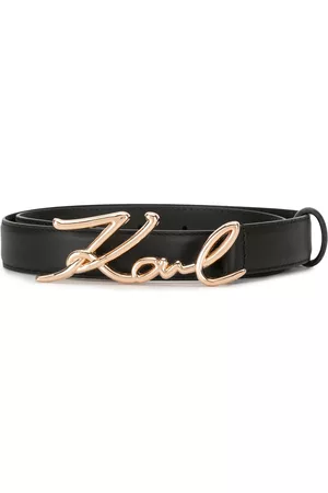 Karl Lagerfeld Women Belts - Cursive logo buckle belt - Black