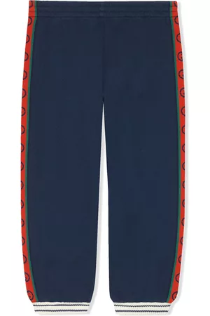 Gucci Boys Pants - Intarsia knit logo trousers - Blue