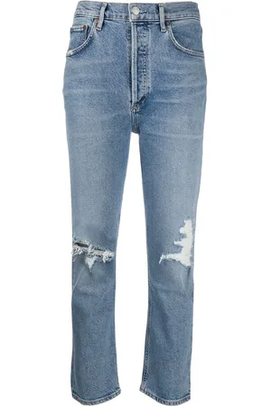 AGOLDE Ripped high-rise cropped jeans