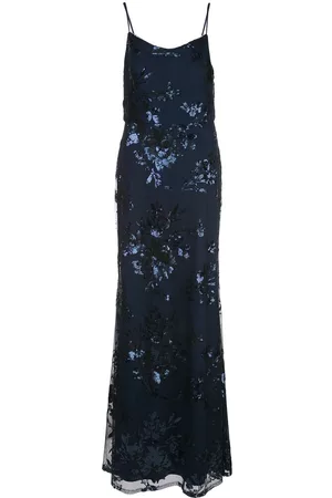 Marchesa Notte Women Printed Dresses - Floral sequined bridesmaid dress - Blue